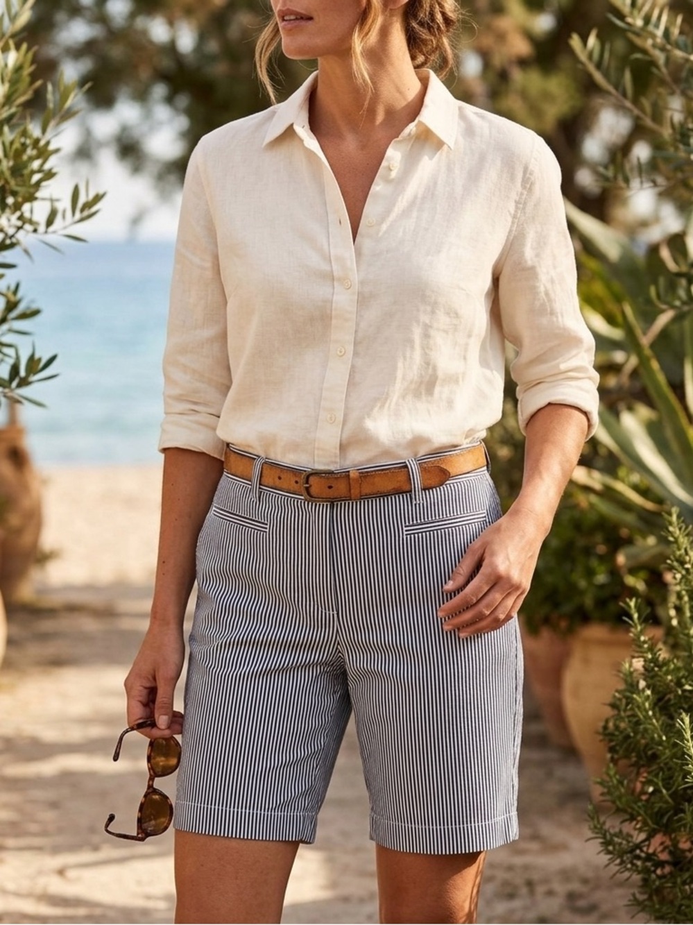 Lands’ End Pinstripe Seersucker Bermuda Shorts 10